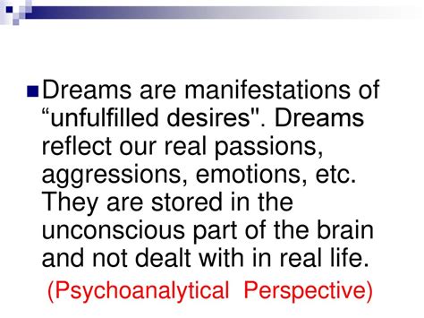  The Manifestation of Unfulfilled Longings in our Dreams 