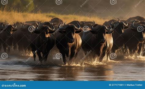 Awe-Inspiring Drama: Witnessing the Might of a Raging Buffalo Herd