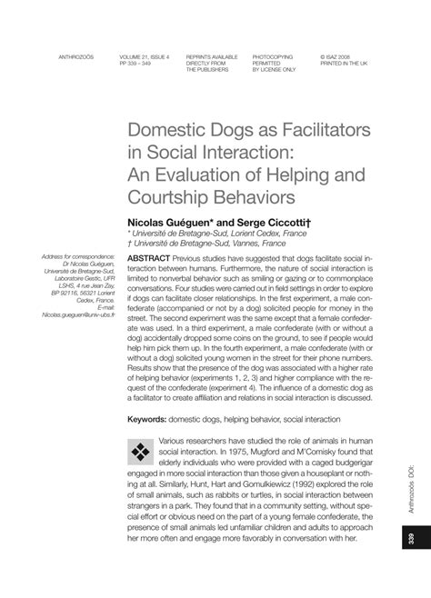 Building Connections: Dogs as Facilitators in Social Relationships