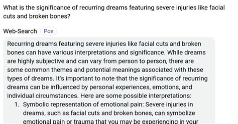 Coping strategies and finding significance in recurring dreams related to injuries