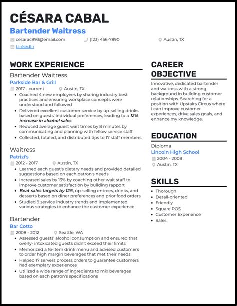 Create a Standout Waitress Resume