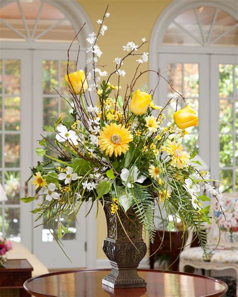 Creating beautiful floral arrangements with large golden blooms