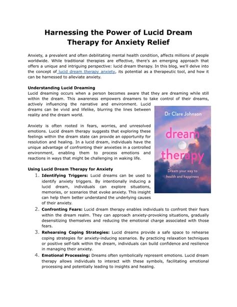 Dream Therapy: Harnessing the Power of Dreams to Gain Insights into Current Events