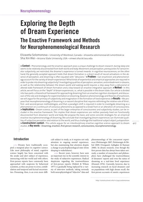 Exploring the Depths of Dream Experiences