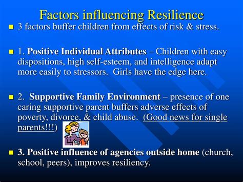 Factors Influencing Children's Psychological Resilience