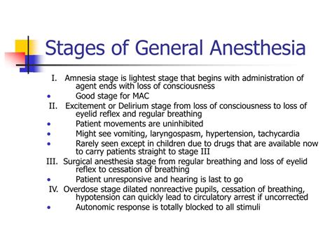 Navigating through the Phases of General Anesthesia: From Sedation to Recovery