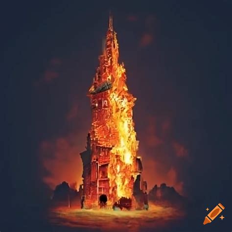 The Significance of Colors in the Enigmatic Vision of a Tower Engulfed in Flames