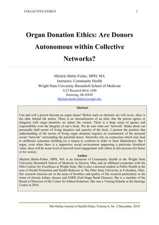 The Strength of Community: Networks of Support for Altruistic Organ Donors